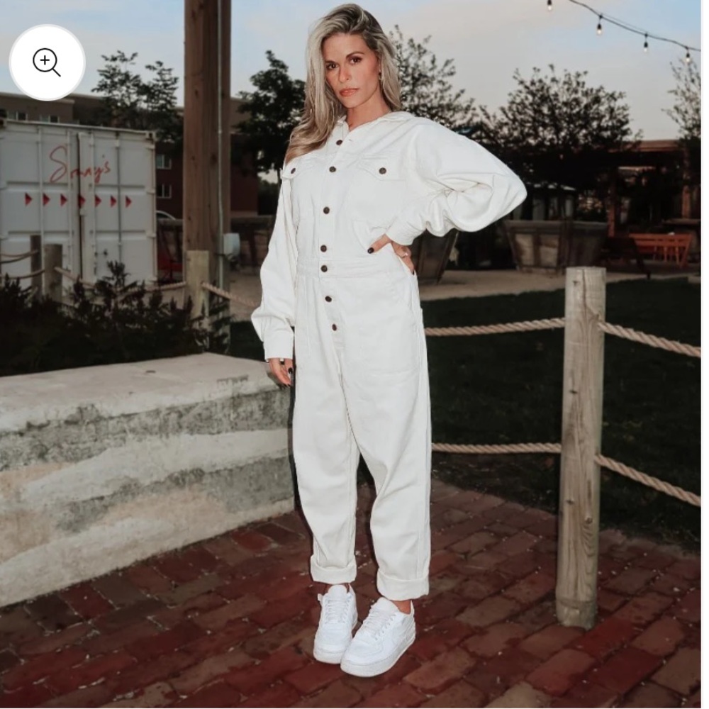 Beige Denim Jumpsuit
